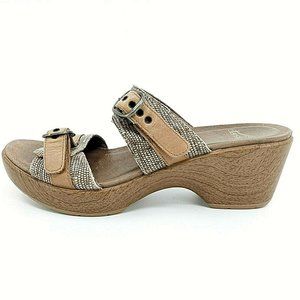 Dansko 38 Mary Jane Leather Double Strap Heel Wood
